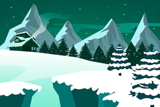 Free Vector flat design winter landscape concept