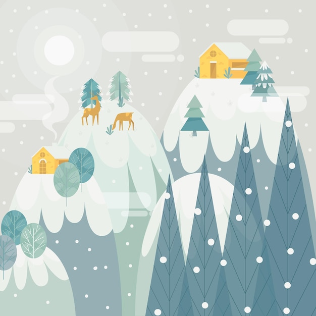 Free Vector flat design winter landscape