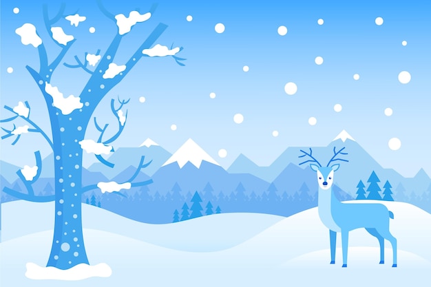 Free Vector flat design winter landscape