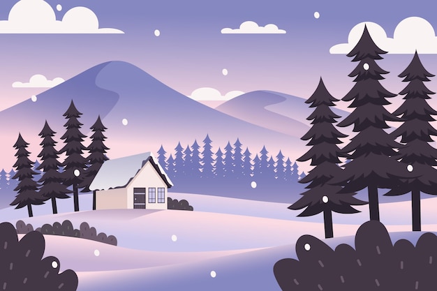 Free Vector flat design winter landscape