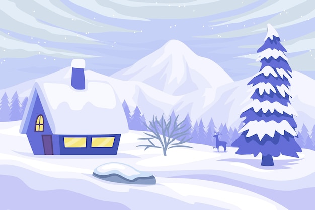 Flat design winter landscape