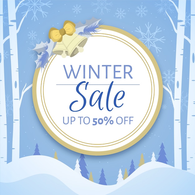 Flat design winter sale banner