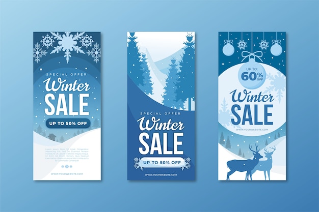 Flat design winter sale banners template