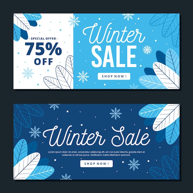 Flat design winter sale banners template