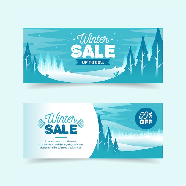 Flat design winter sale banners template