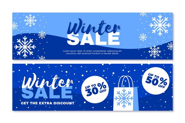 Flat design winter sale banners template