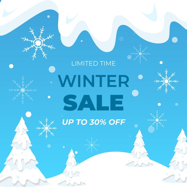 Flat design winter sale concept