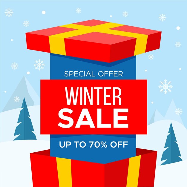 Flat design winter sale