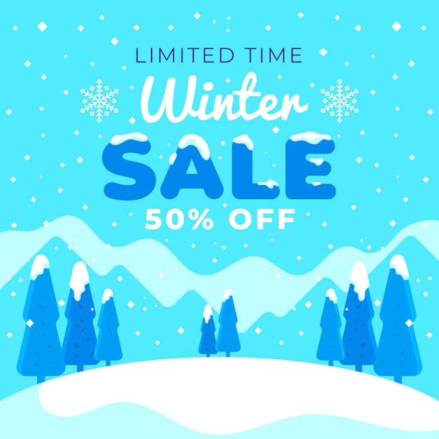 Flat design winter sale