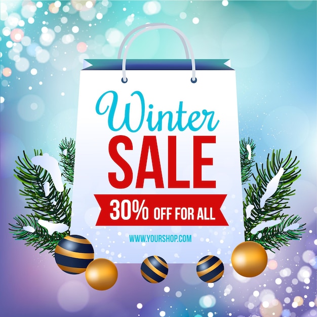 Flat design winter sale