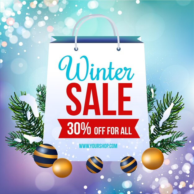 Free Vector flat design winter sale