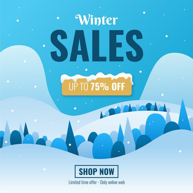 Flat design winter sale