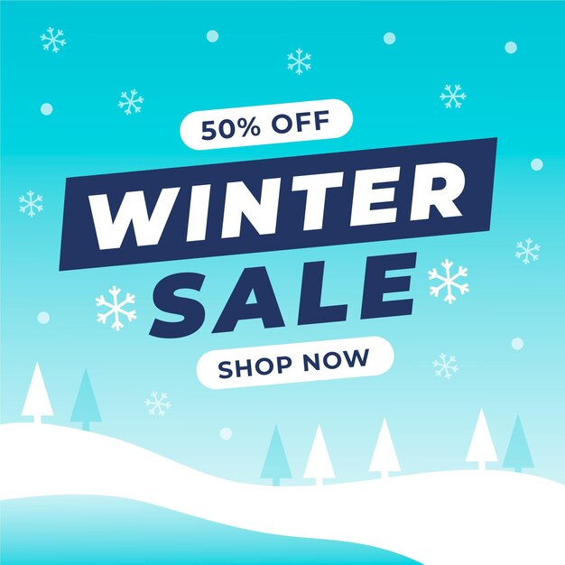 Flat design winter sale