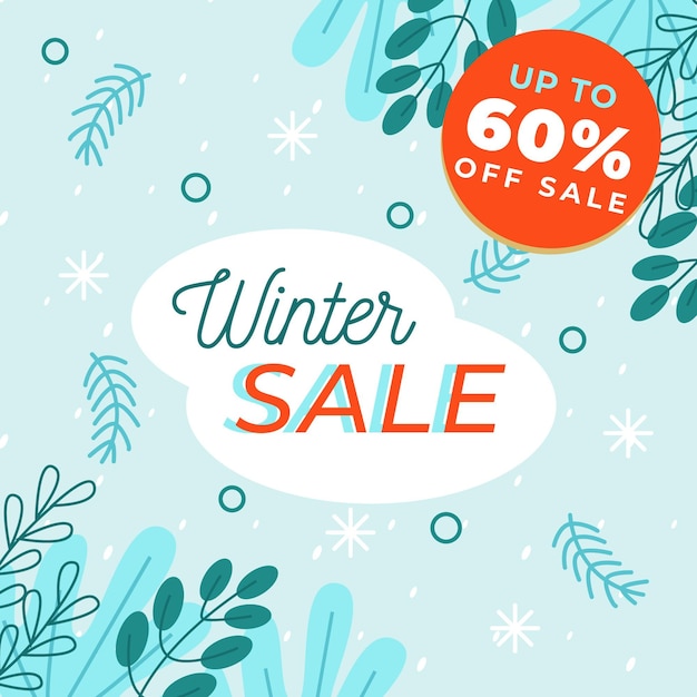 Free Vector flat design winter sale