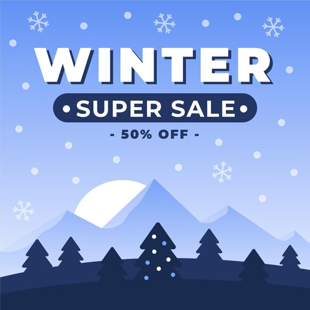 Flat design winter sale