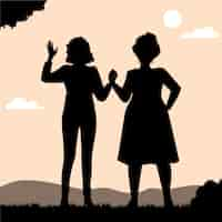 Free vector flat design women holding hands silhouette