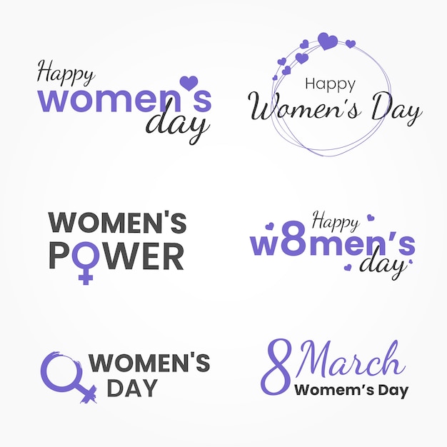 Flat design womens day badge collection