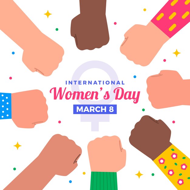 Flat design womens day event concept