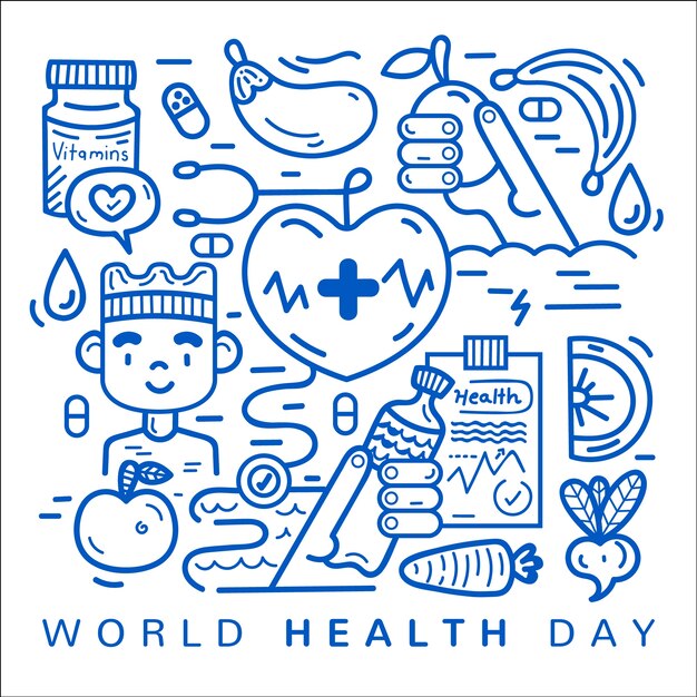 Flat design workd health day celebration