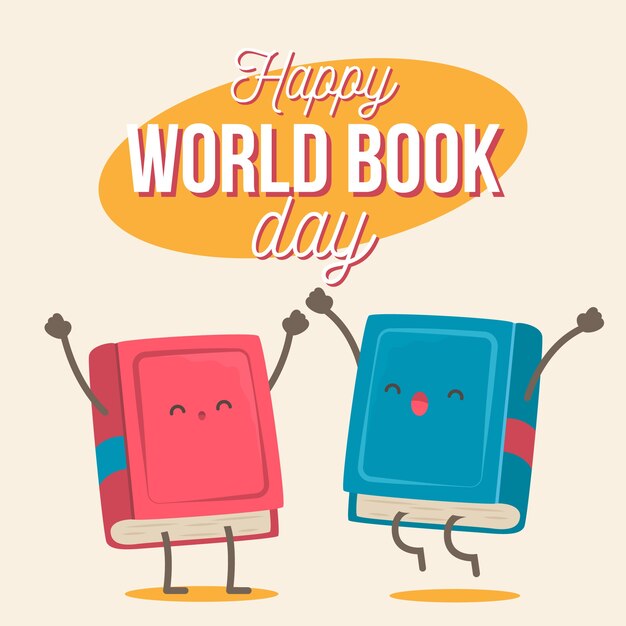 Flat design world book day celebration