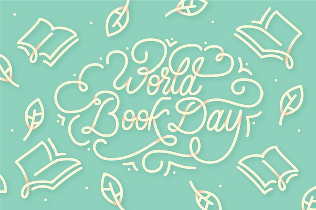 Flat design world book day lettering