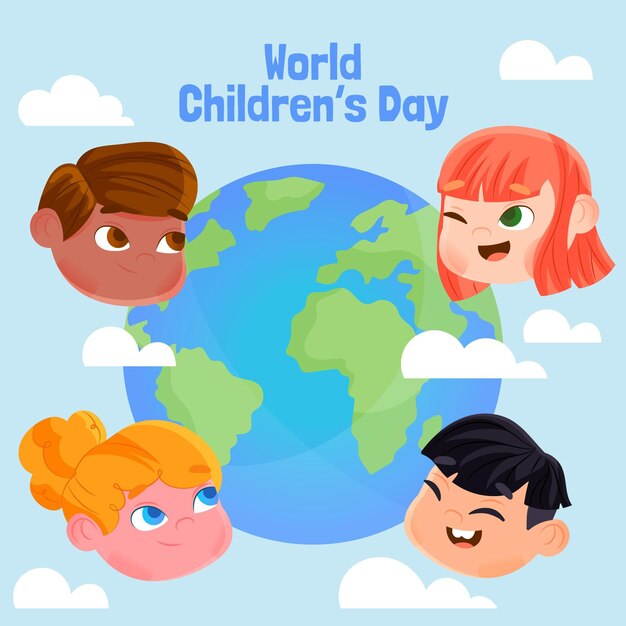 Flat design world children's day event