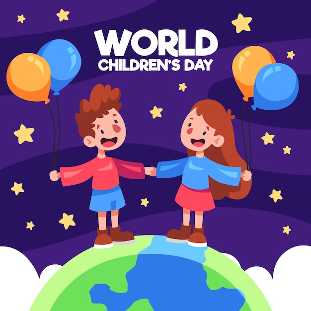 Flat design world childrens day concept