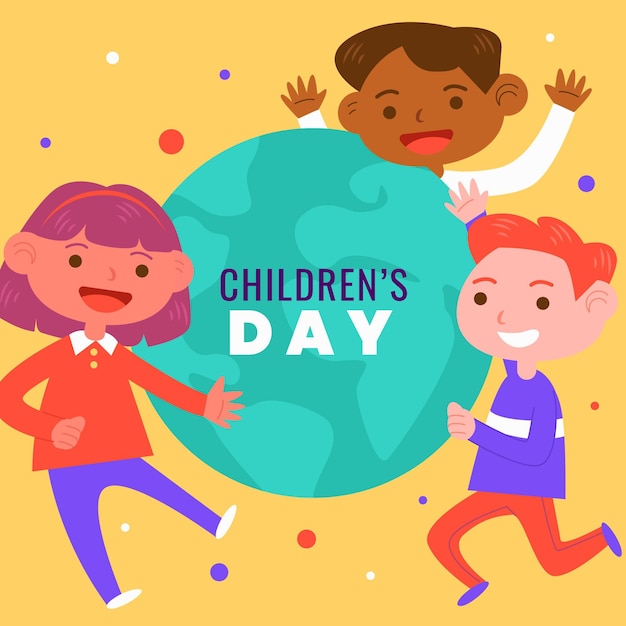 Flat design world childrens day concept