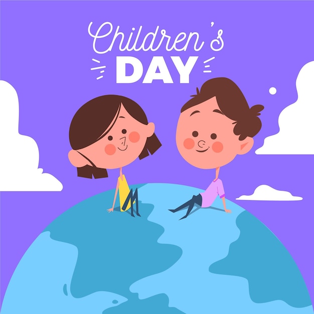 Flat design world childrens day concept