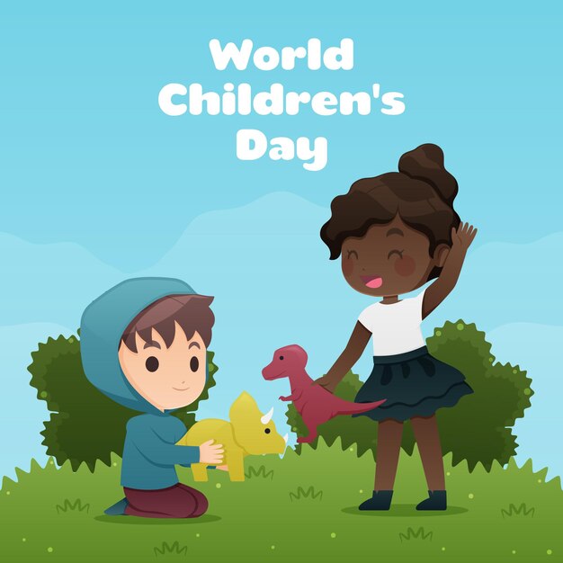 Flat design world childrens day concept