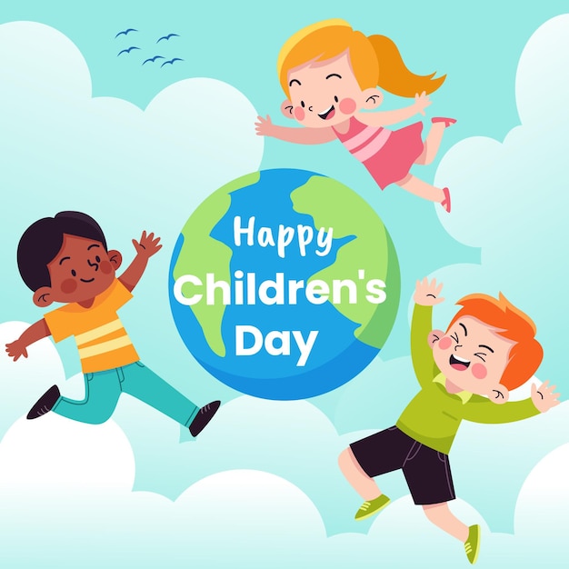 Flat design world childrens day