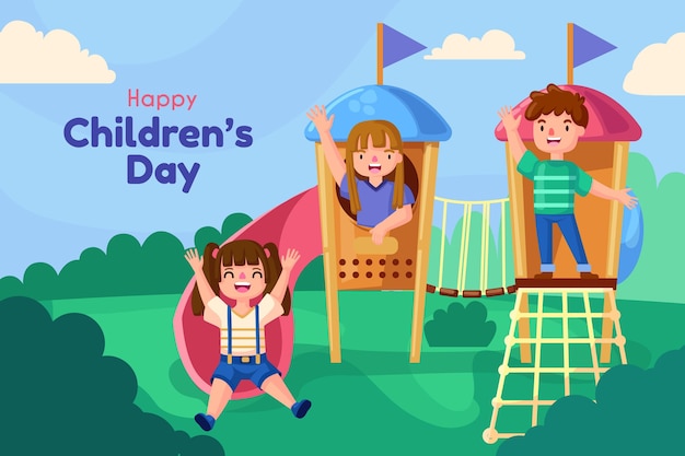 Flat design world childrens day