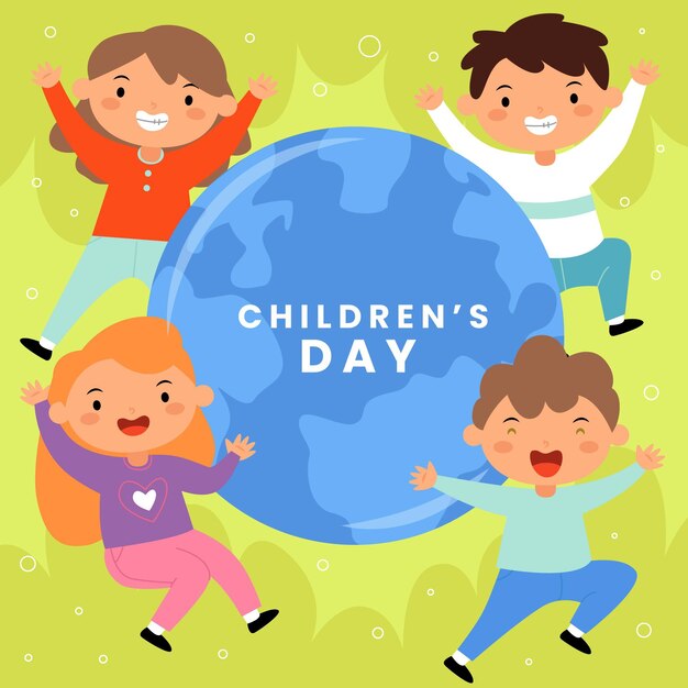 Flat design world childrens day