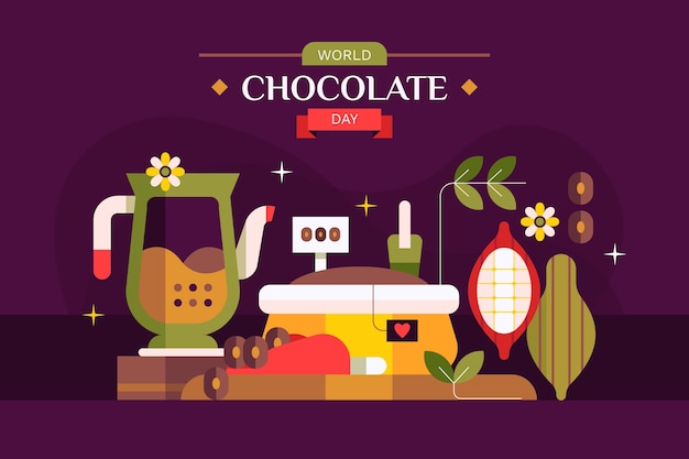 Free Vector flat design world chocolate day background