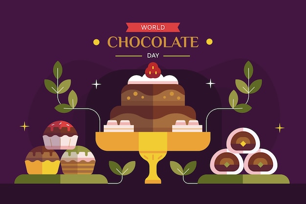 Free Vector flat design world chocolate day cake background