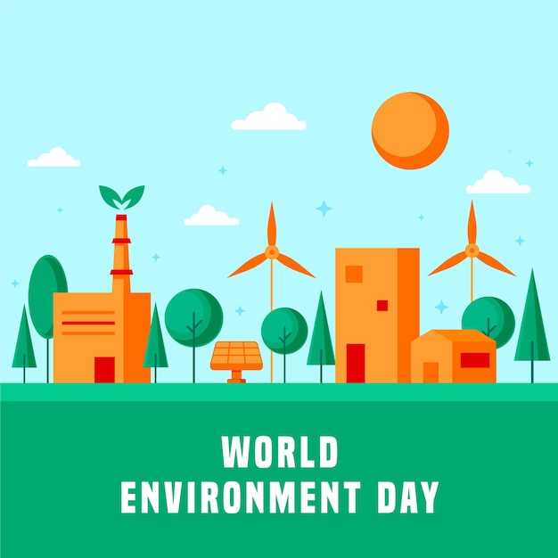 Flat design world environment day celebration