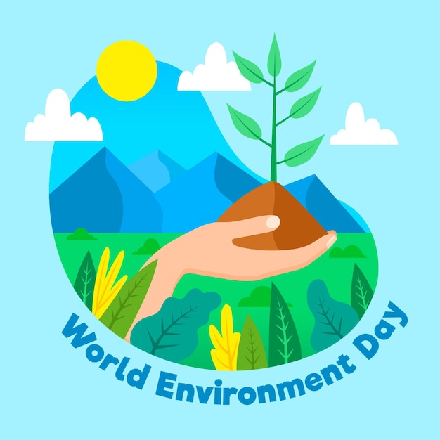 Flat design world environment day concept