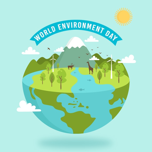 Flat design world environment day illustration