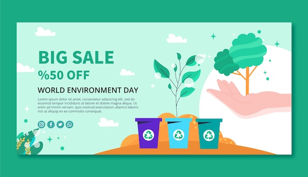 Flat design world environment day sale banner