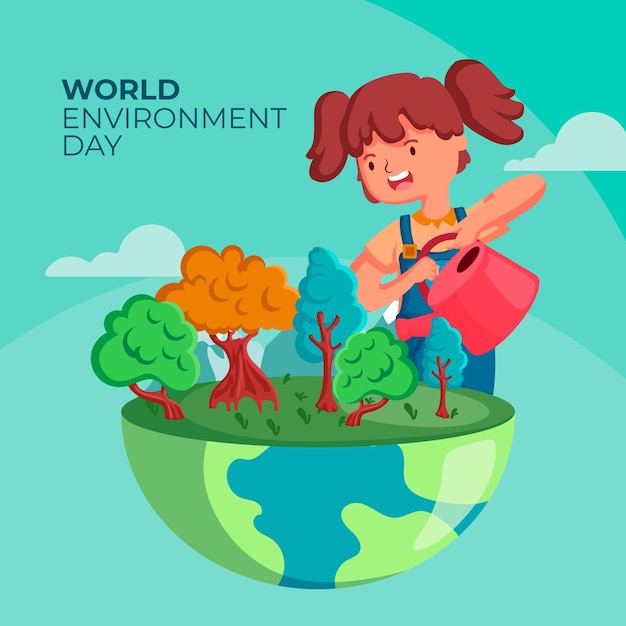 Flat design world environment day