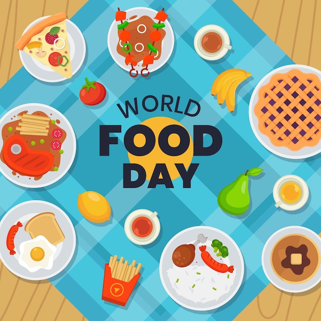 Free Vector flat design world food day on napkin