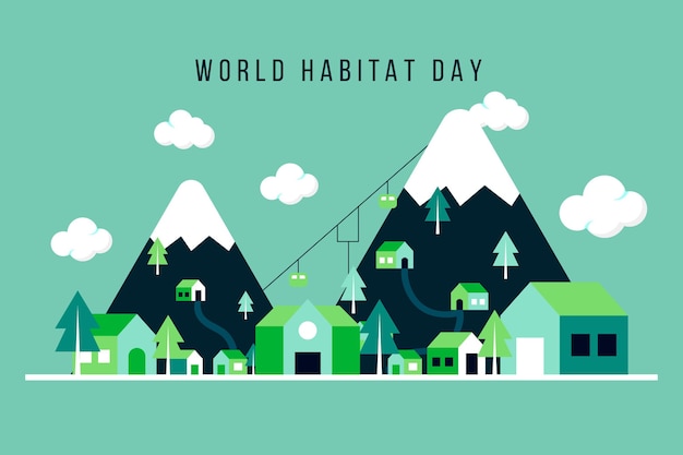 Free vector flat design world habitat day concept