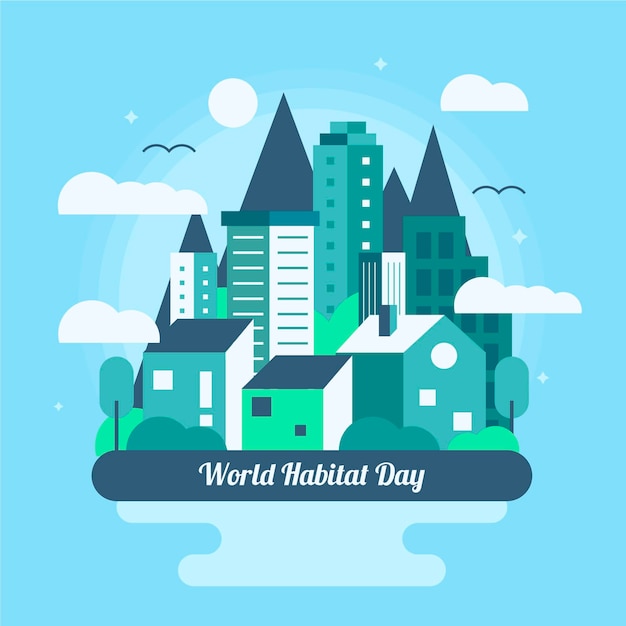 Free vector flat design world habitat day