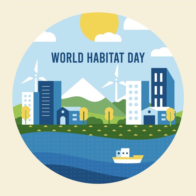 Flat design world habitat day