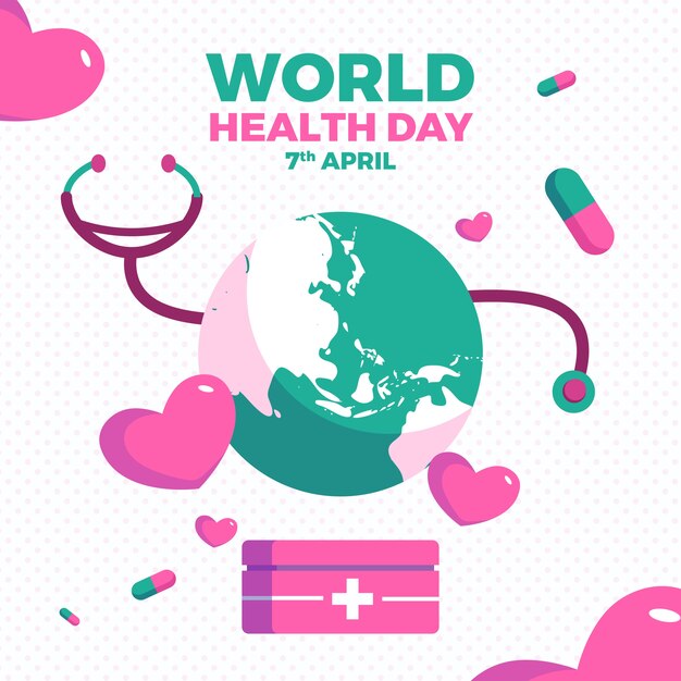 Flat design world health day concept