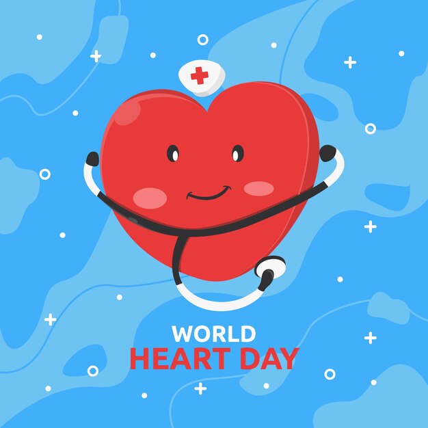 Flat design world heart day concept