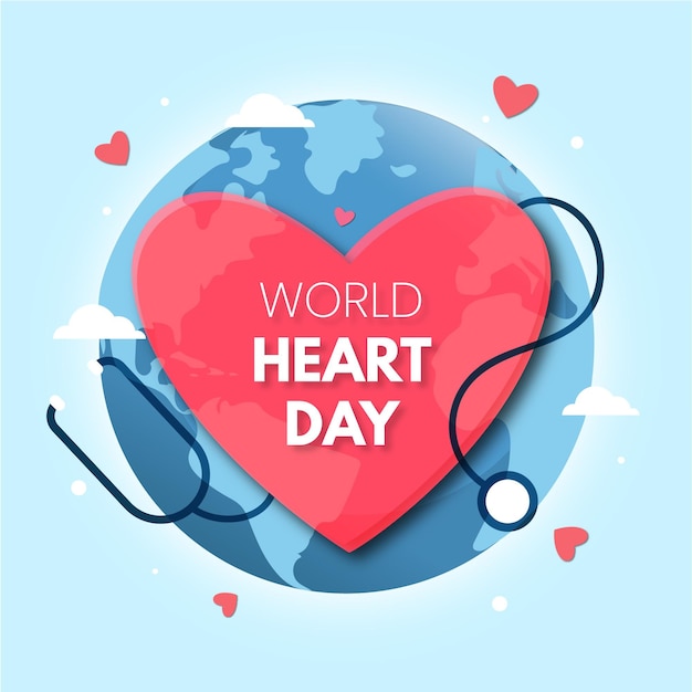 Flat design world heart day concept