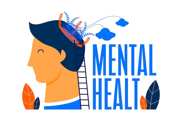 Flat design world mental health day background with man