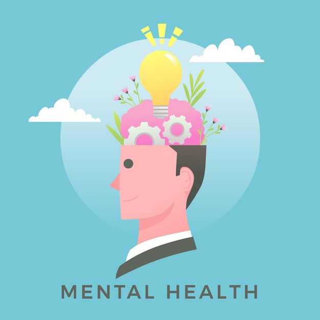 Flat design world mental health day concept