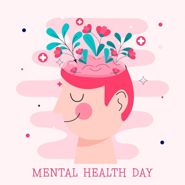 Flat design world mental health day concept